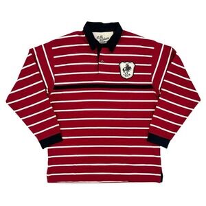R.M. Williams Mens Rugby Stripe Polo Team R.M. Since 1932‎ Crest Red White Large